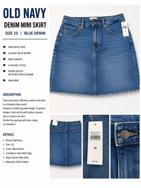 Old Navy Blue Denim A-Line Mini Skirt with Raw Hem